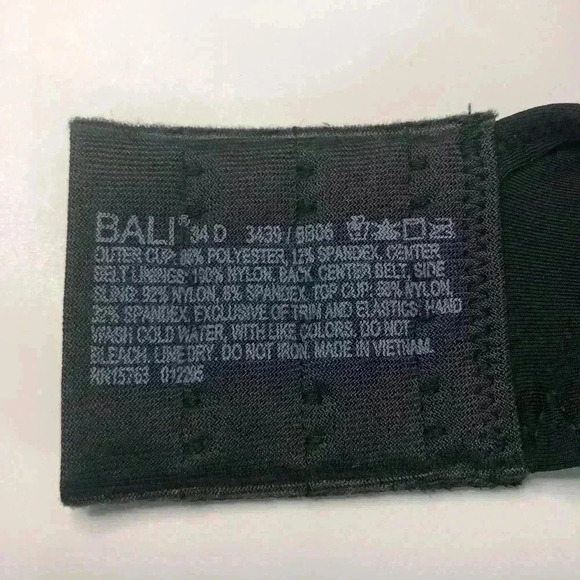 Bali Women’s Smoothing Comfort Breathable Cups Adjustable Straps Black Bra 34D - Picture 9 of 9